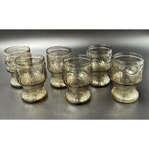 Fidenza 1960's Vintage Brown Embossed Juice Glasses made in Italy Set of 6